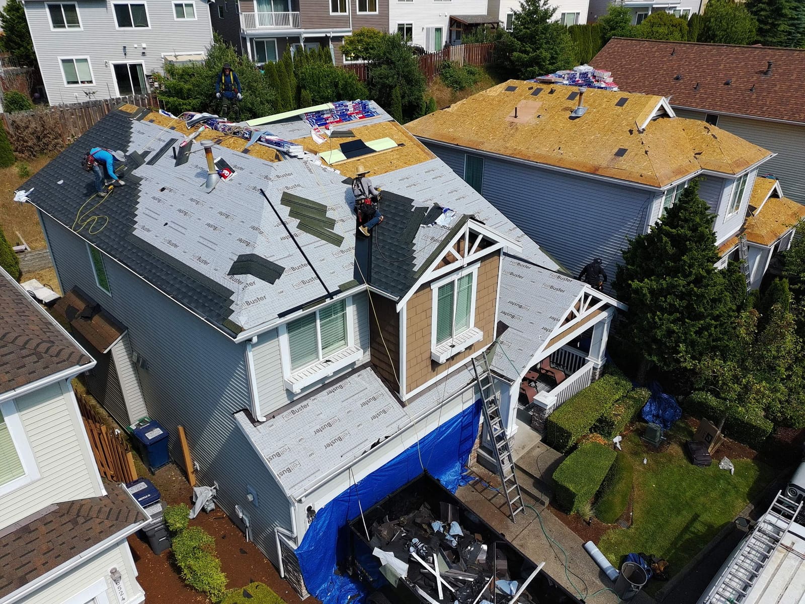 Complete roof installation in progress